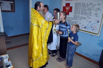 Освящение помещений ФАМП в селе Истопки Климовского района
